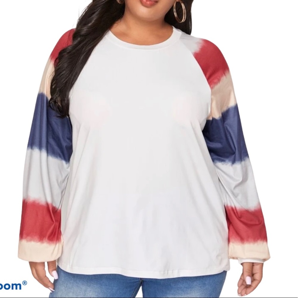 White top with Tie-dye sleeves